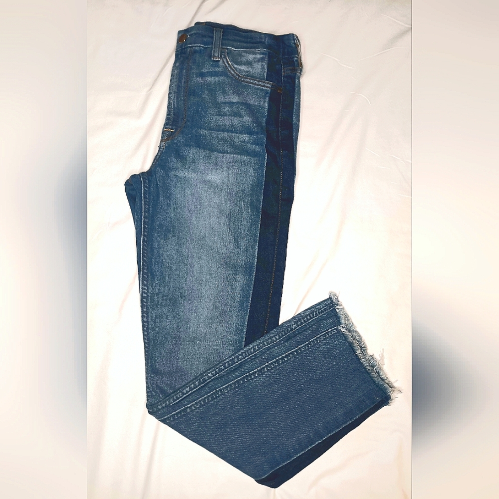 7 For All Mankind "JEN 7 straight cropped jeans" midrise two toned size 6